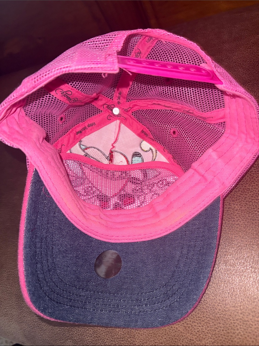 Ed Hardy Pink Trucker Hat with Embroidered Skull & Heart - Picture 5 of 5